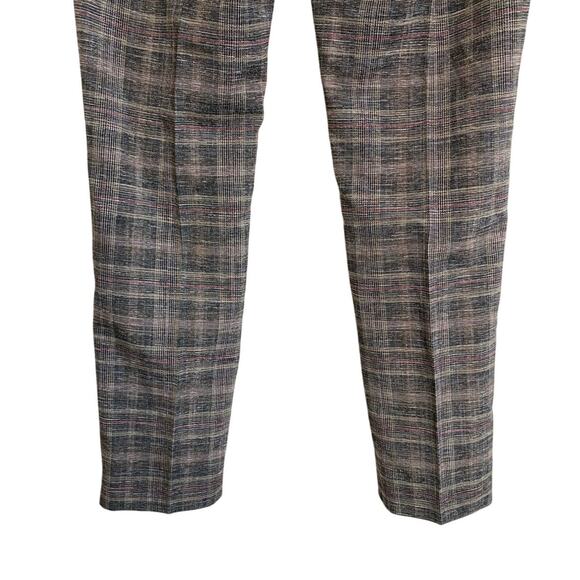 WHBM the Slim Plaid Check Slim Ankle Trousers Black w/ Madder Red - 0 - Picture 9 of 13